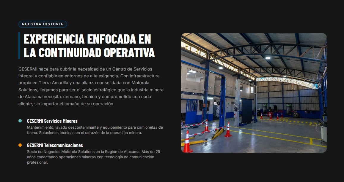 Sitio web Gesermi.cl — vista interior